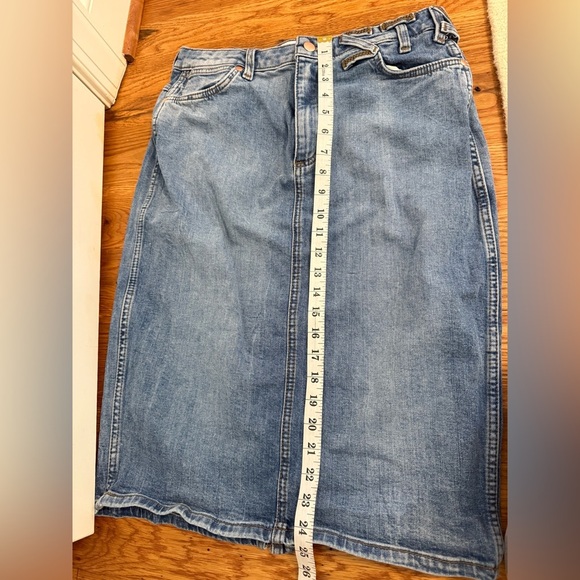 STAUD x Wrangler Denim Knee-Length Pencil Skirt - Size 30 - Picture 7 of 13